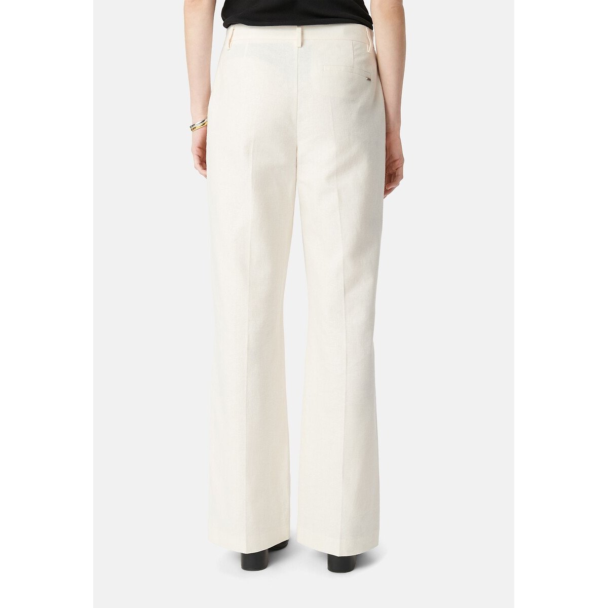 Pantalon large en lin et coton ivoire, IKKS