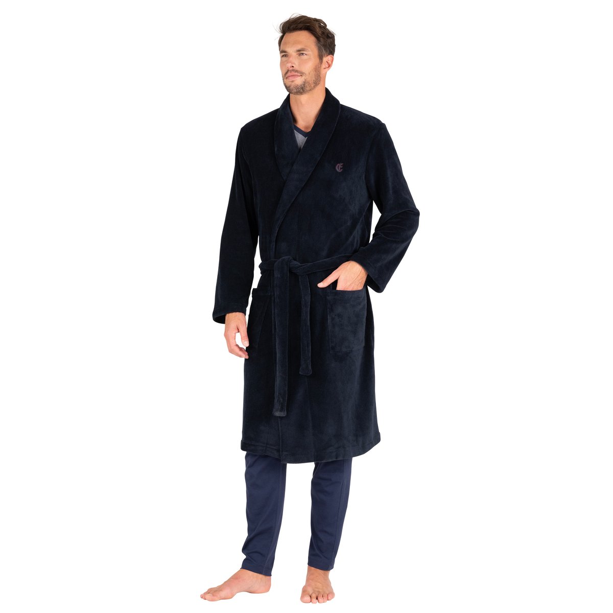 Peignoir polaire HERITAGE bleu nuit, EMINENCE