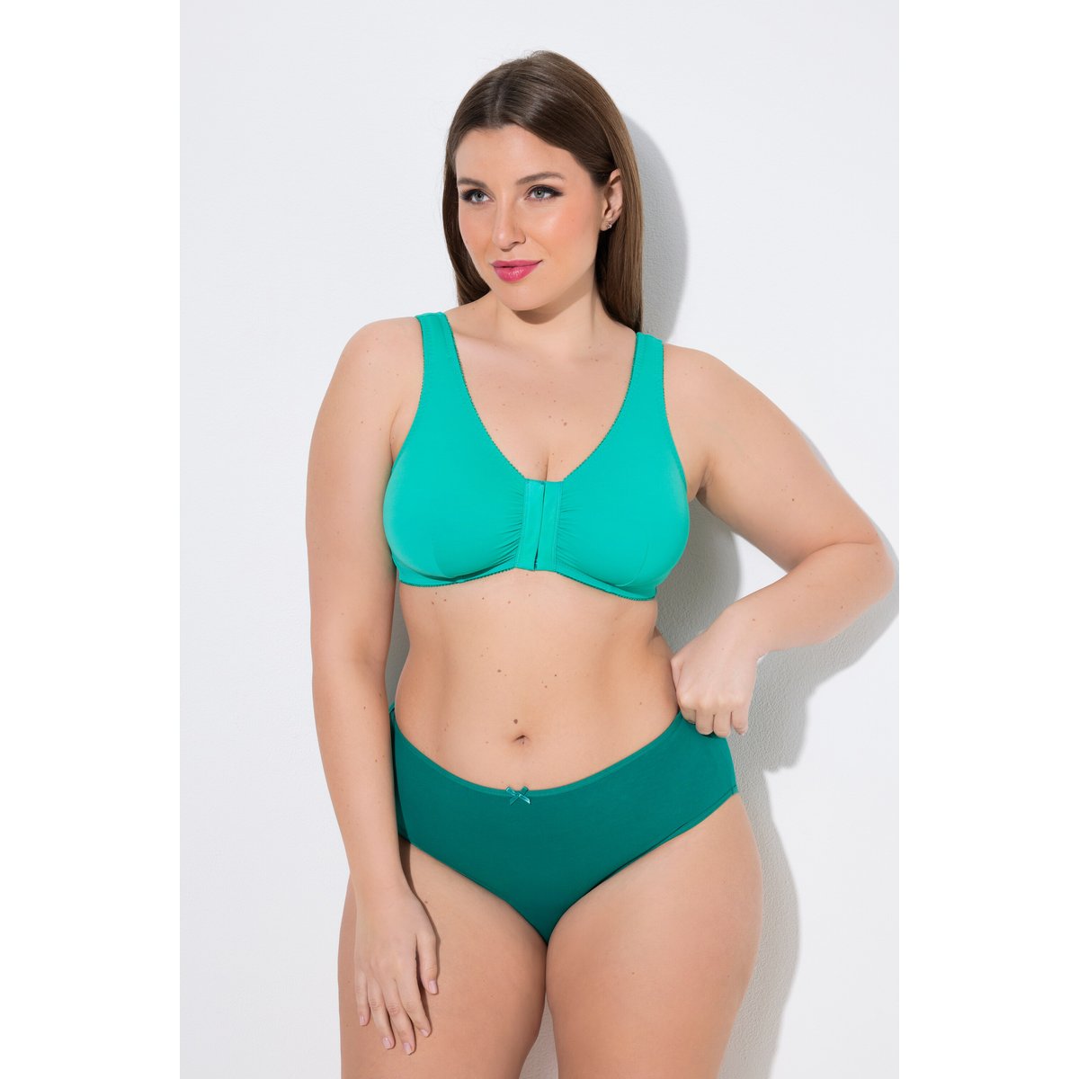 Bustiers, lot de 2, zigzag/uni menthe verte, ULLA POPKEN