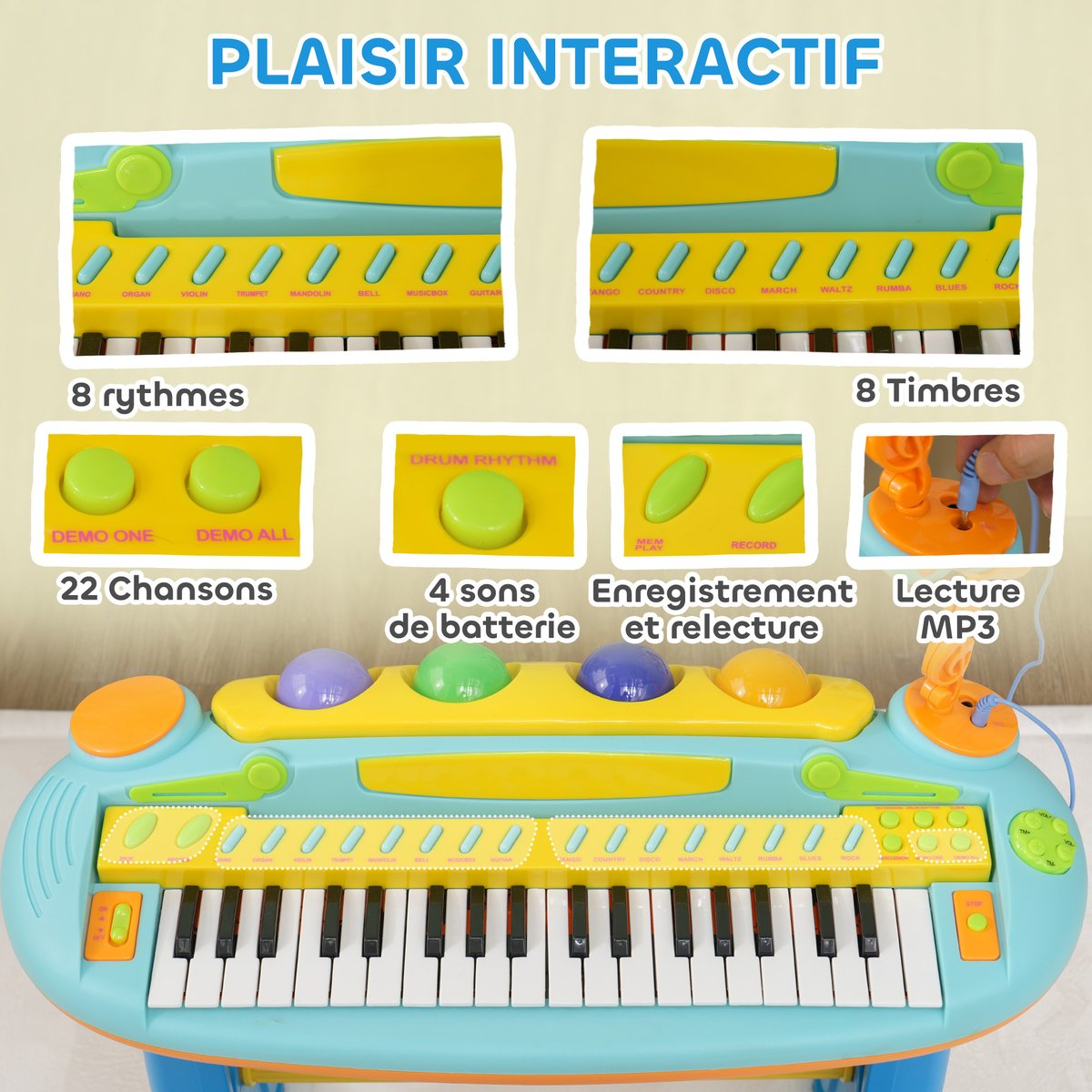 Ensemble de claviers électroniques pour bleu, AIYAPLAY