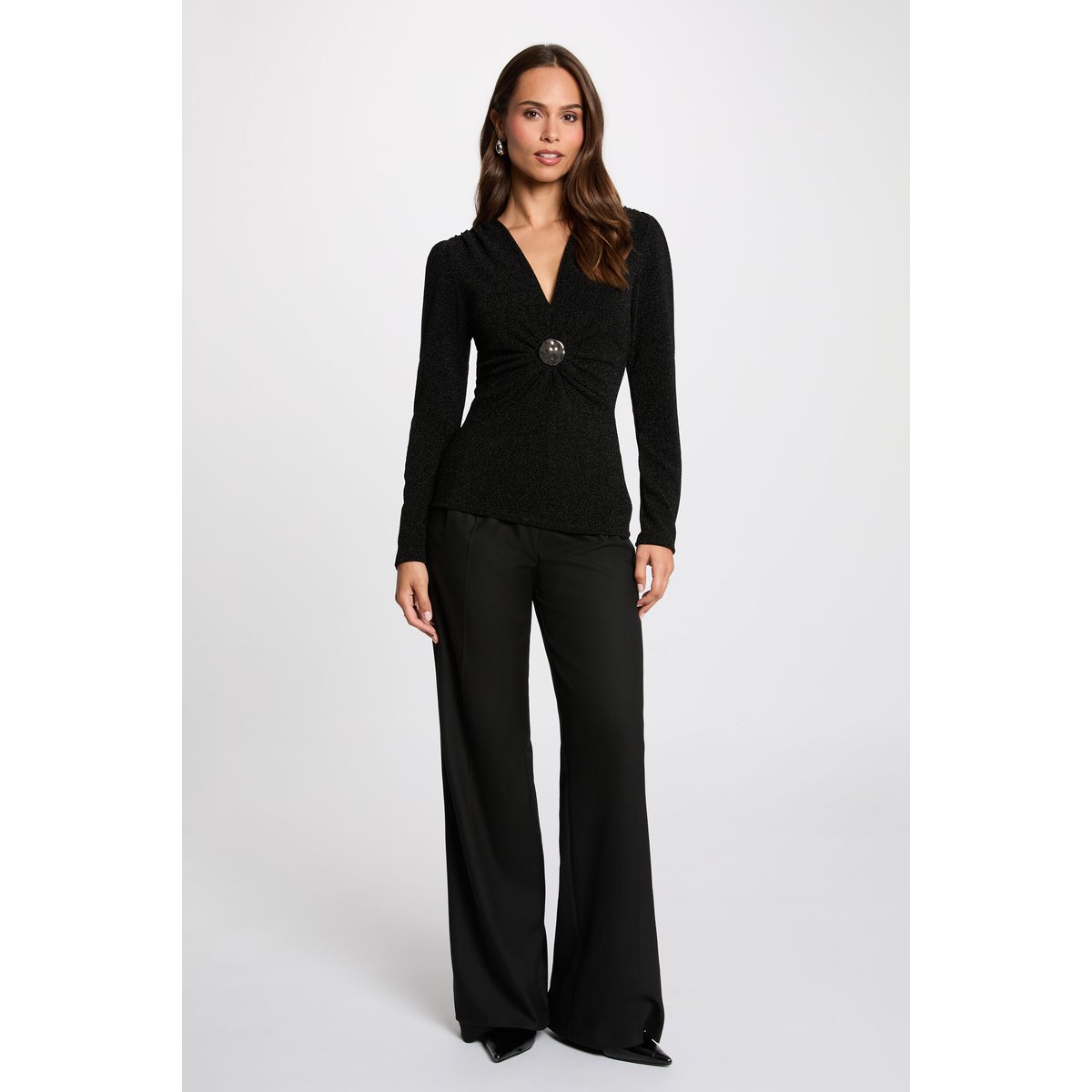 Tee-shirt noir manches longues noir, MORGAN