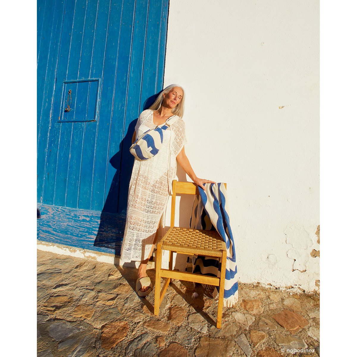 Sac banane PORTOFINO vagues bleues waffle, NOBODINOZ