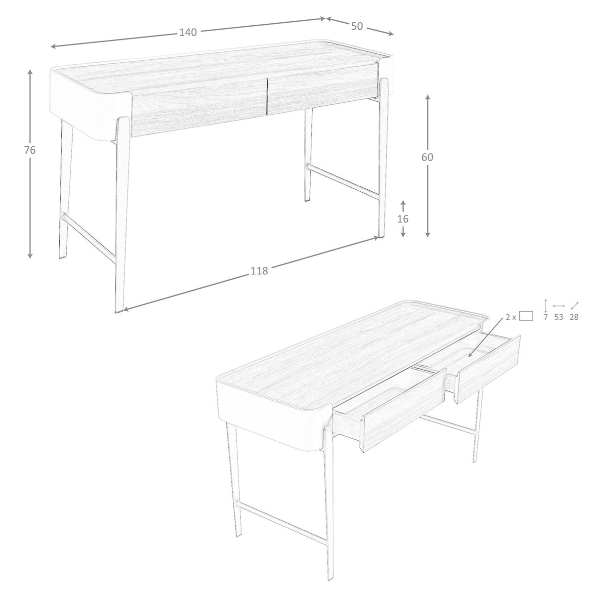Bureau en noyer et acier poli beige | l'or | noyer, ANGEL CERDA