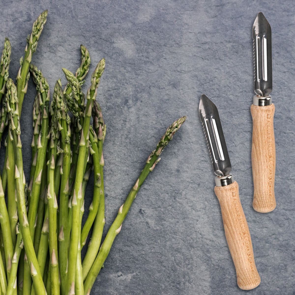 Lot de 2 éplucheurs à asperges inox|bois, FACKELMANN