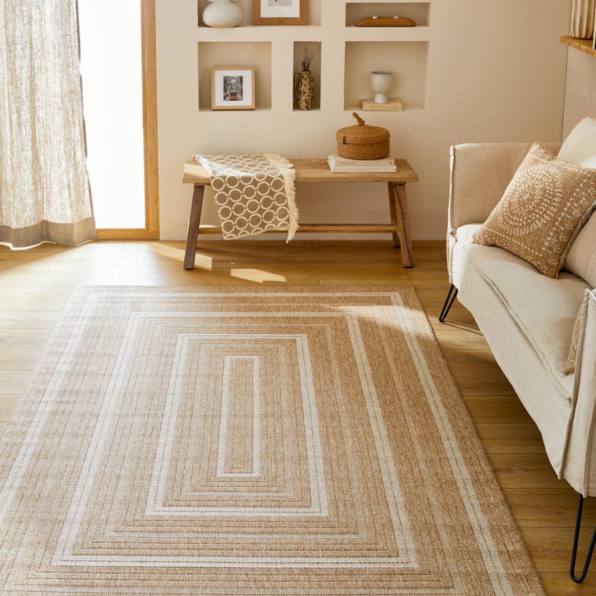 Tapis intérieur rectangulaire bohème DAYMO beige, SWEEEK