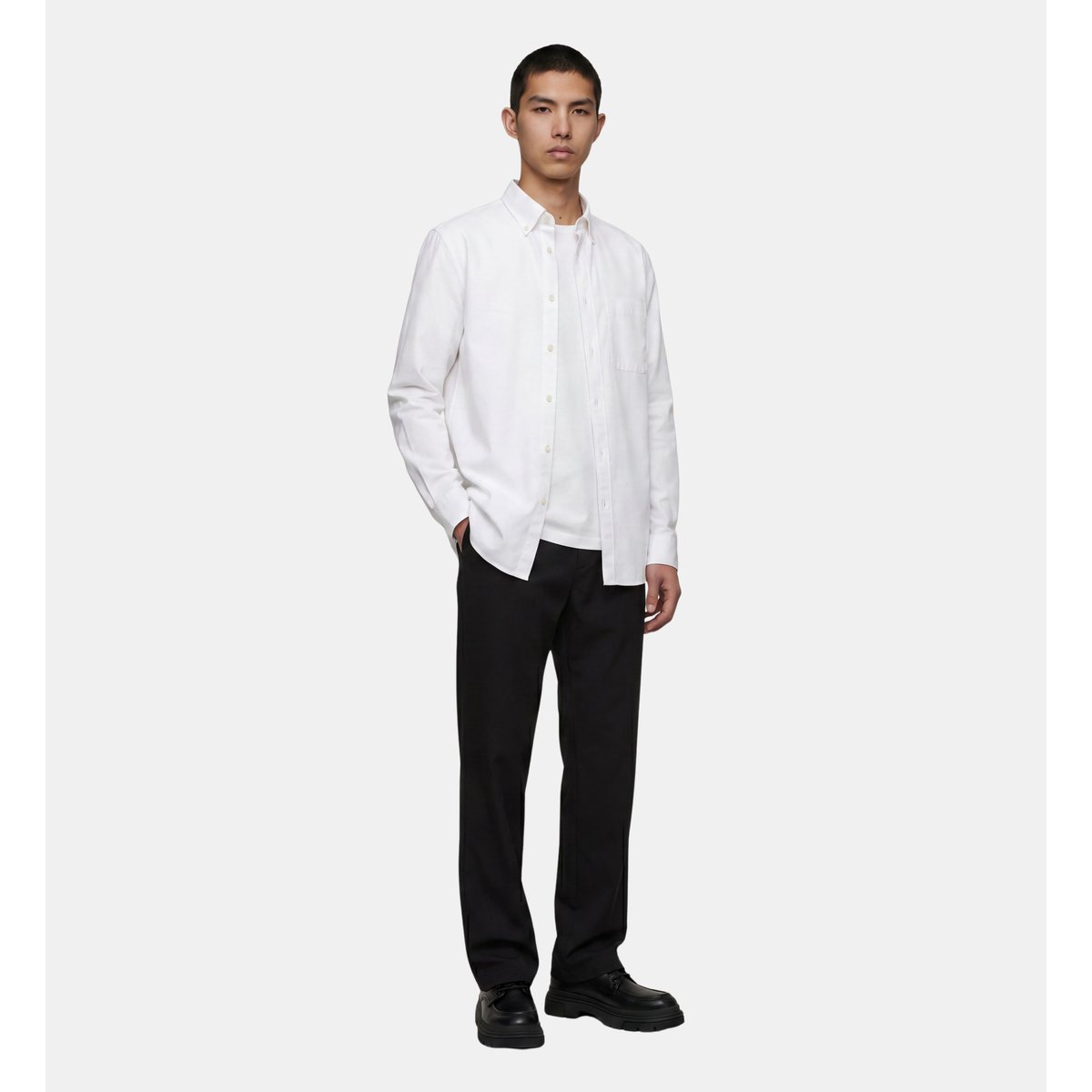 Chemise sixford droite en coton blanc, GALERIES LAFAYETTE