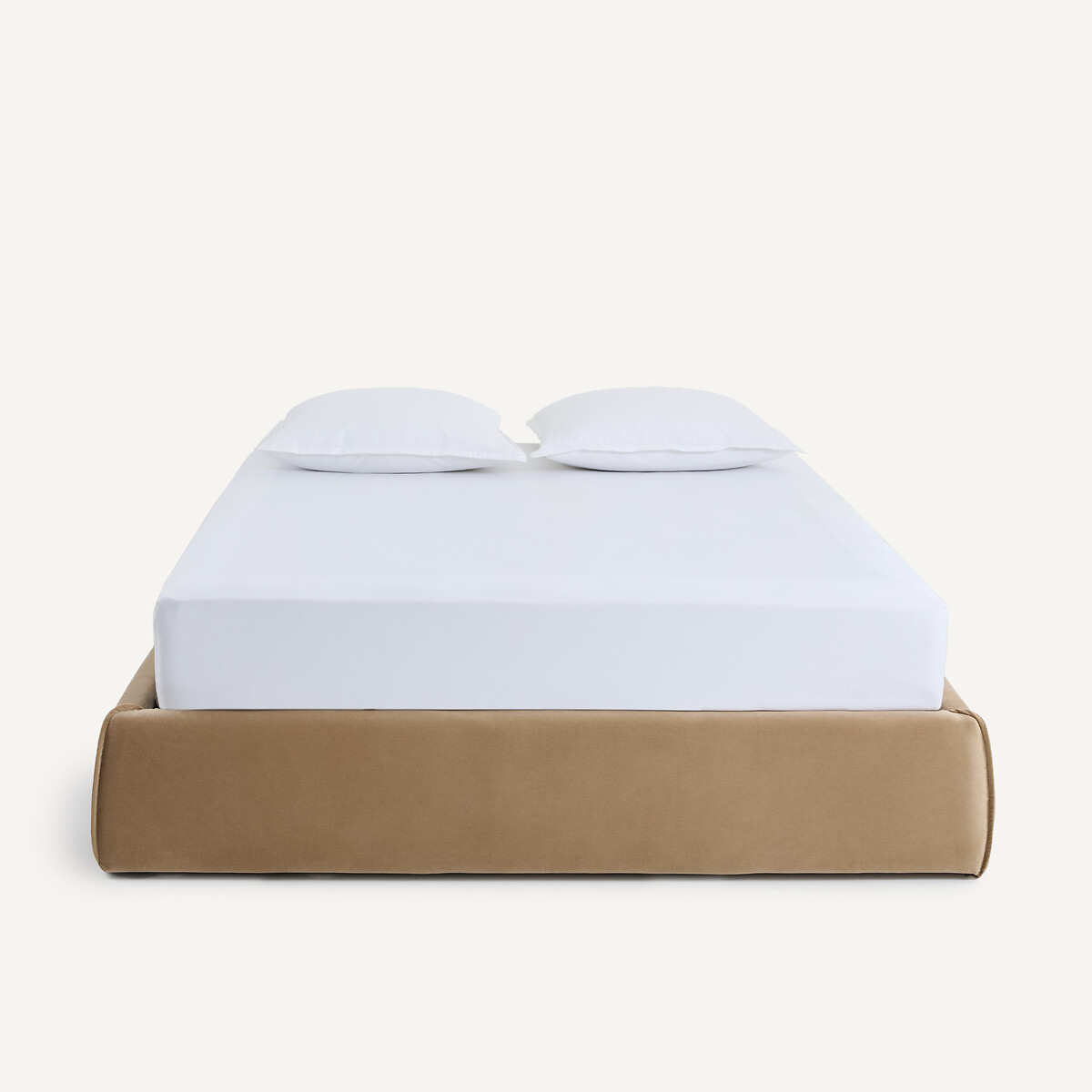 Capa para estrutura de cama com arrumação, em veludo, CONNOR camel, AM.PM