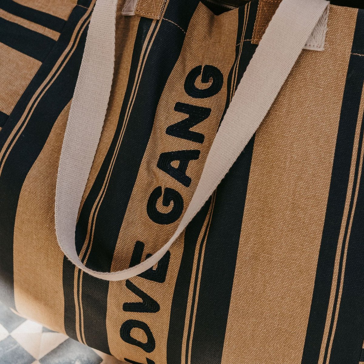 Sac cabas XL camel, noir, ZAKUW
