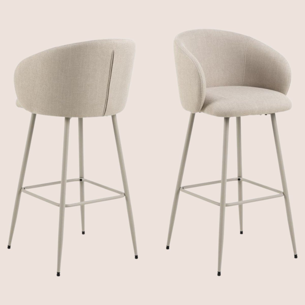 Tabourets de bar avec accoudoirs en tissu beige (lot de 2) - BLAIR beige, HELLIN, DEPUIS 1862