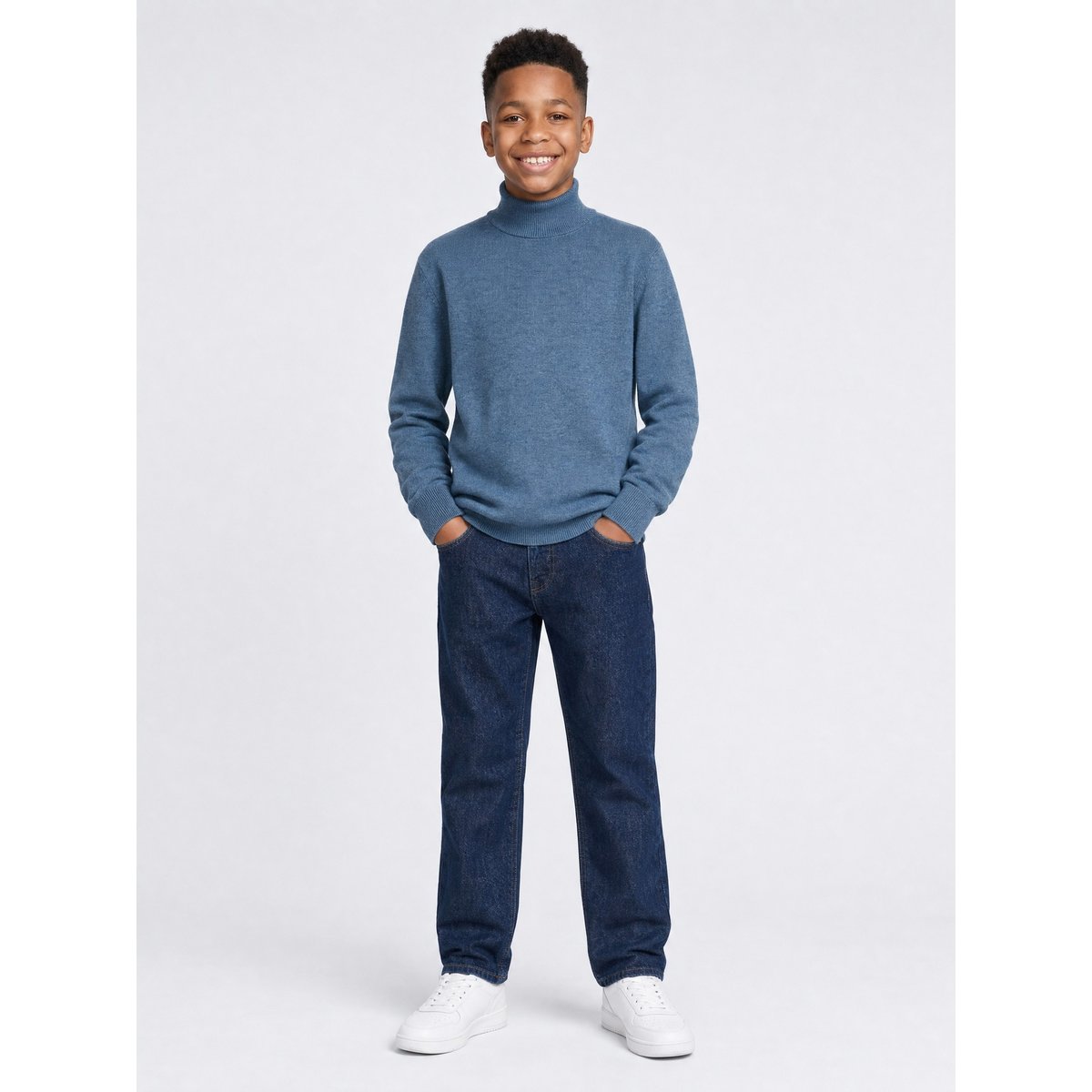 Pull col roulé en maille fine steelshore bleu storm blue, PETROL INDUSTRIES