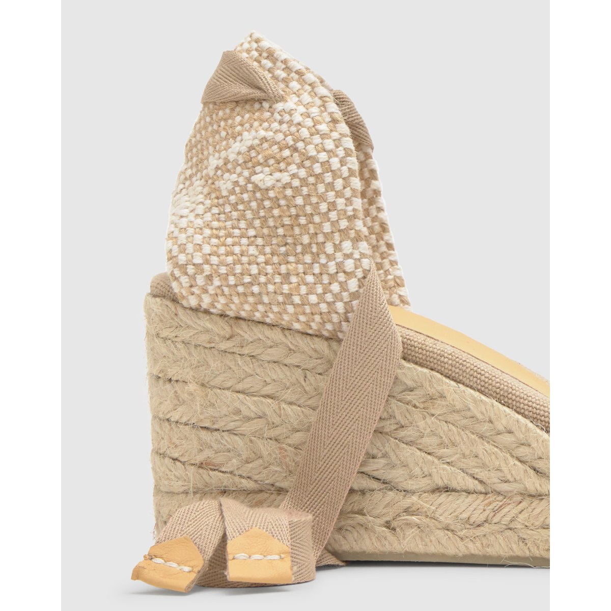 Espadrilles compensées en jute tressée à découpe en V CHIARA PLATFORM sable, CASTANER