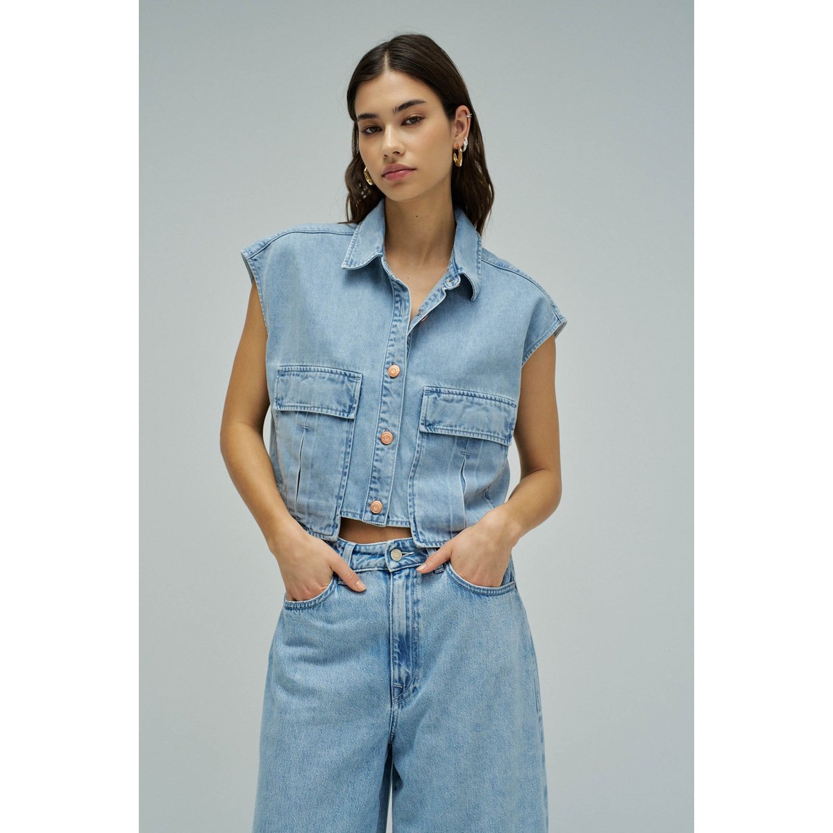 CHEMISE EN LIGHTDENIM bleu cobalt, SALSA JEANS