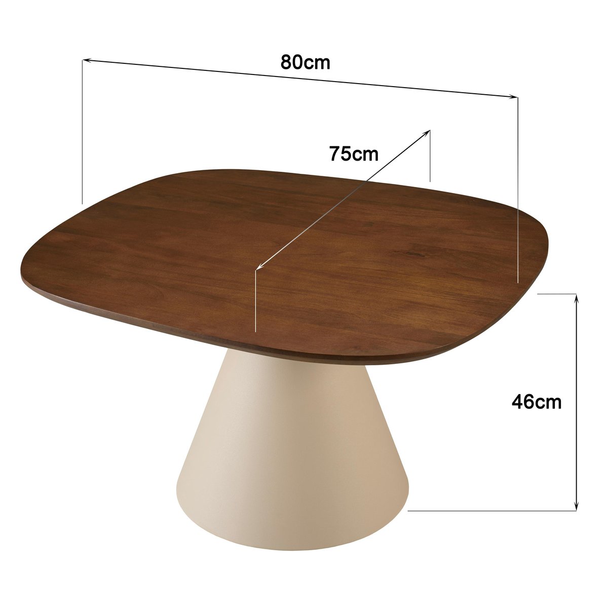 Table basse 80 cm en manguier pied métal TOSCA marron, PIER IMPORT