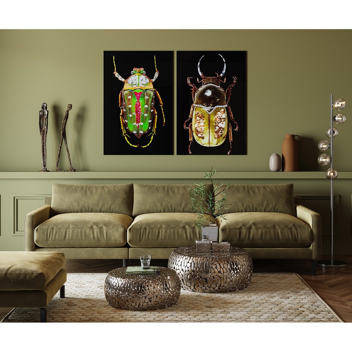 Lot de 2 tables basses imitation galets, PEBBLES argent, KARE DESIGN