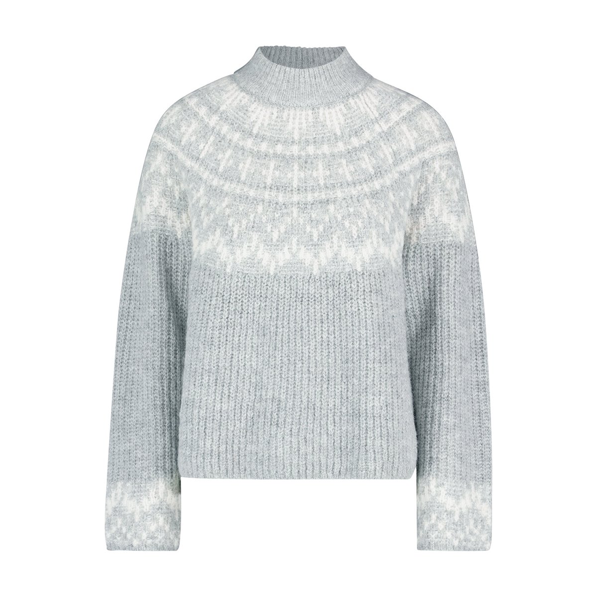Pull-over en maille à motif jacquard gris/blanc, BETTY & CO