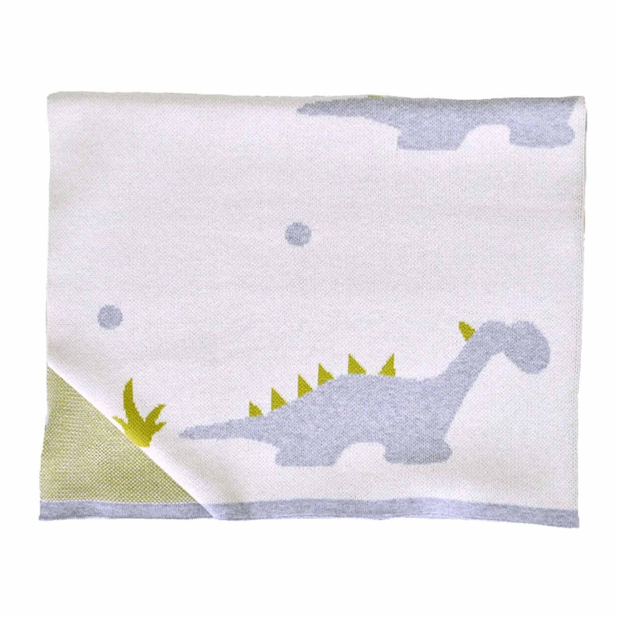 Couverture plaid en coton bio TRICOT écru, dino, SEVIRA KIDS