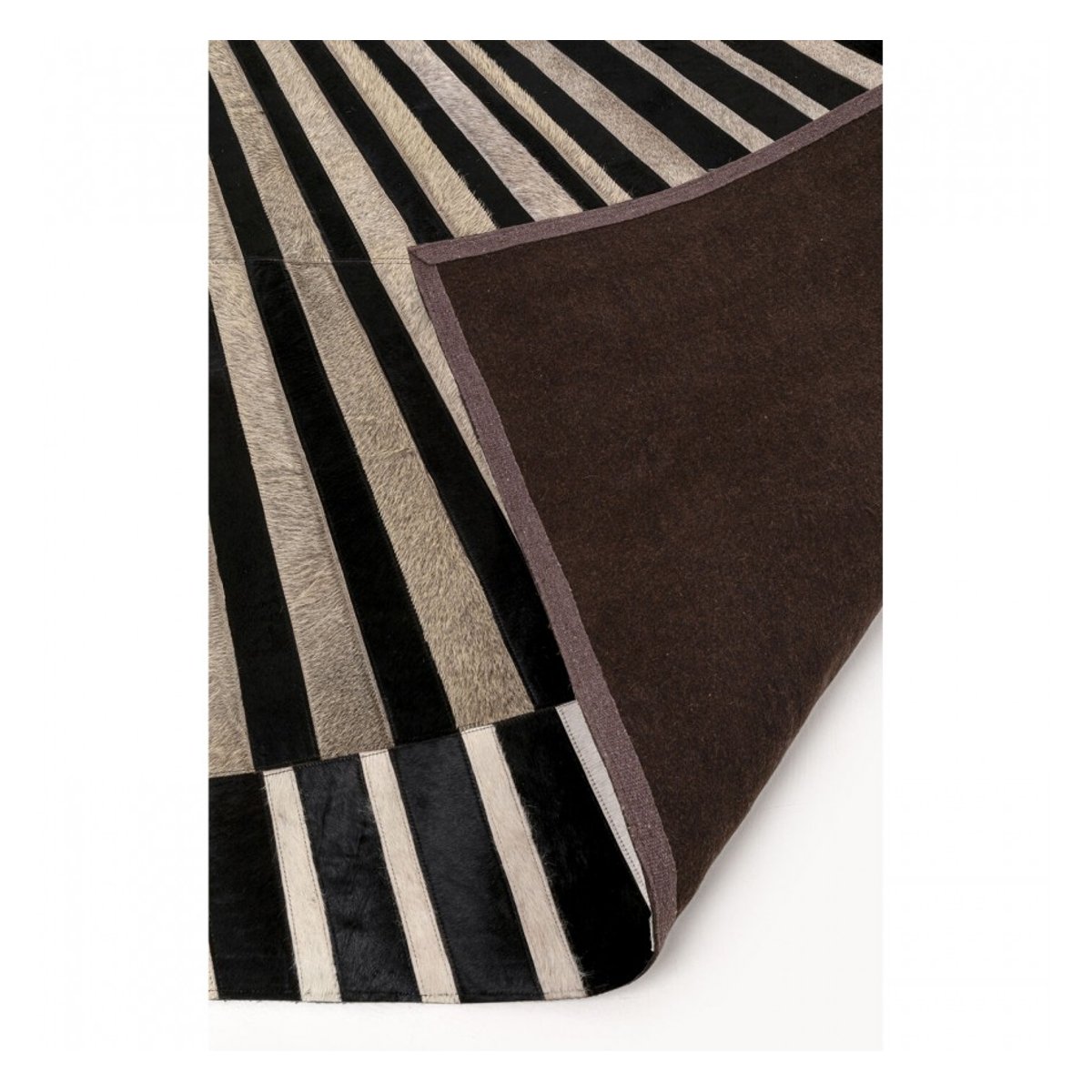 Tapis en cuir lignes en rayon, VENTAGLIO gris, KARE DESIGN