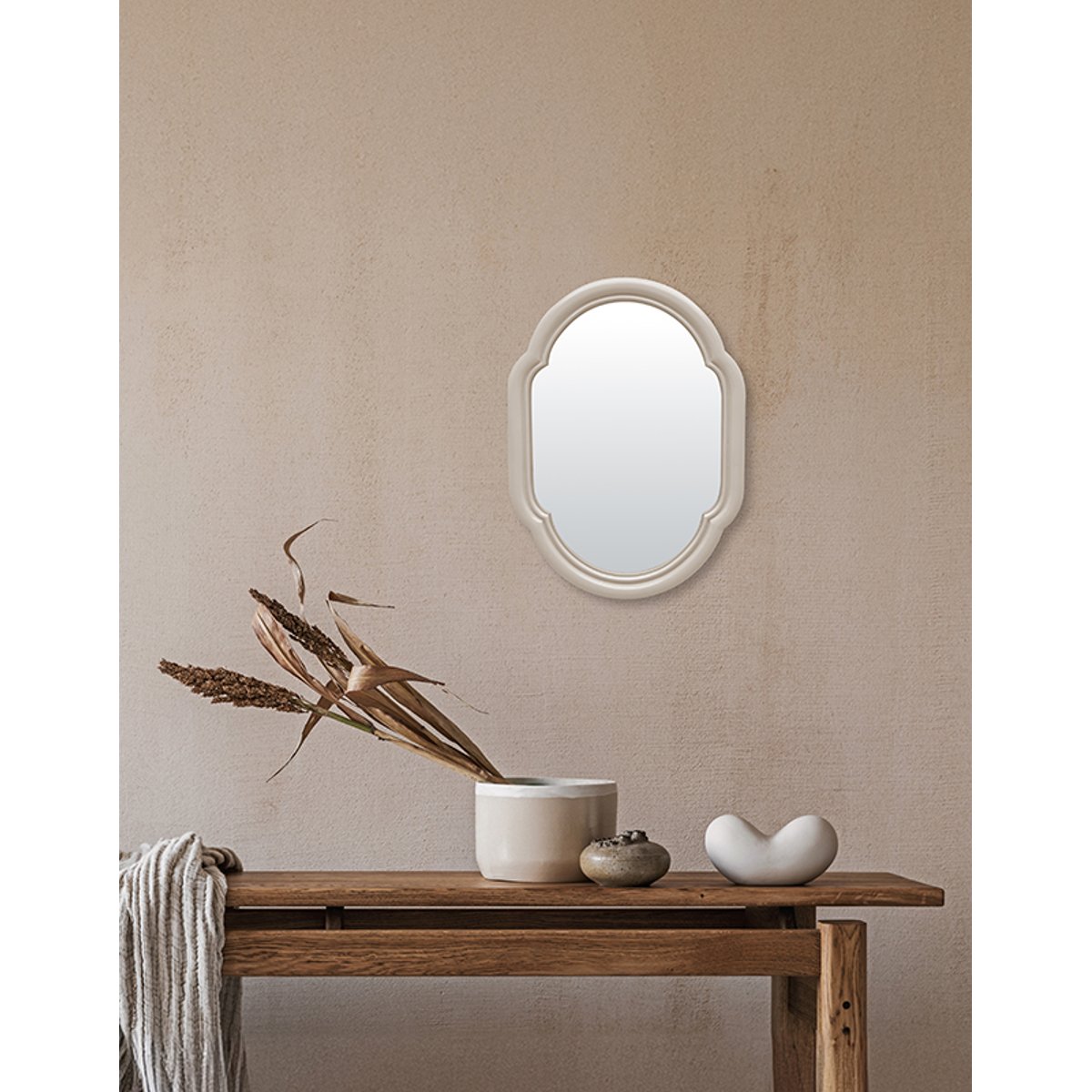 Miroir color arrondi 17,5x23,8cm beige, EMDE