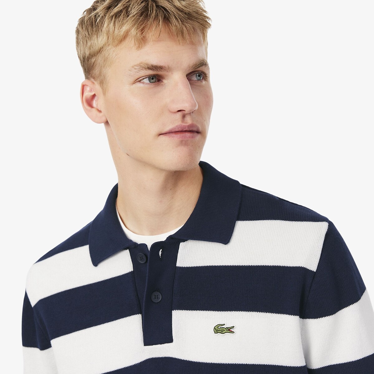 Cotton Jersey Polo Jumper navy blue/white, LACOSTE