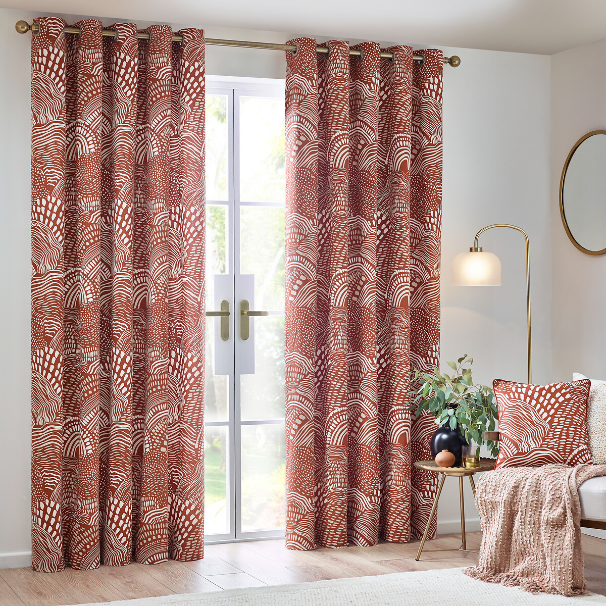 Nola Abstract Eyelet Curtains chestnut, HÖEM