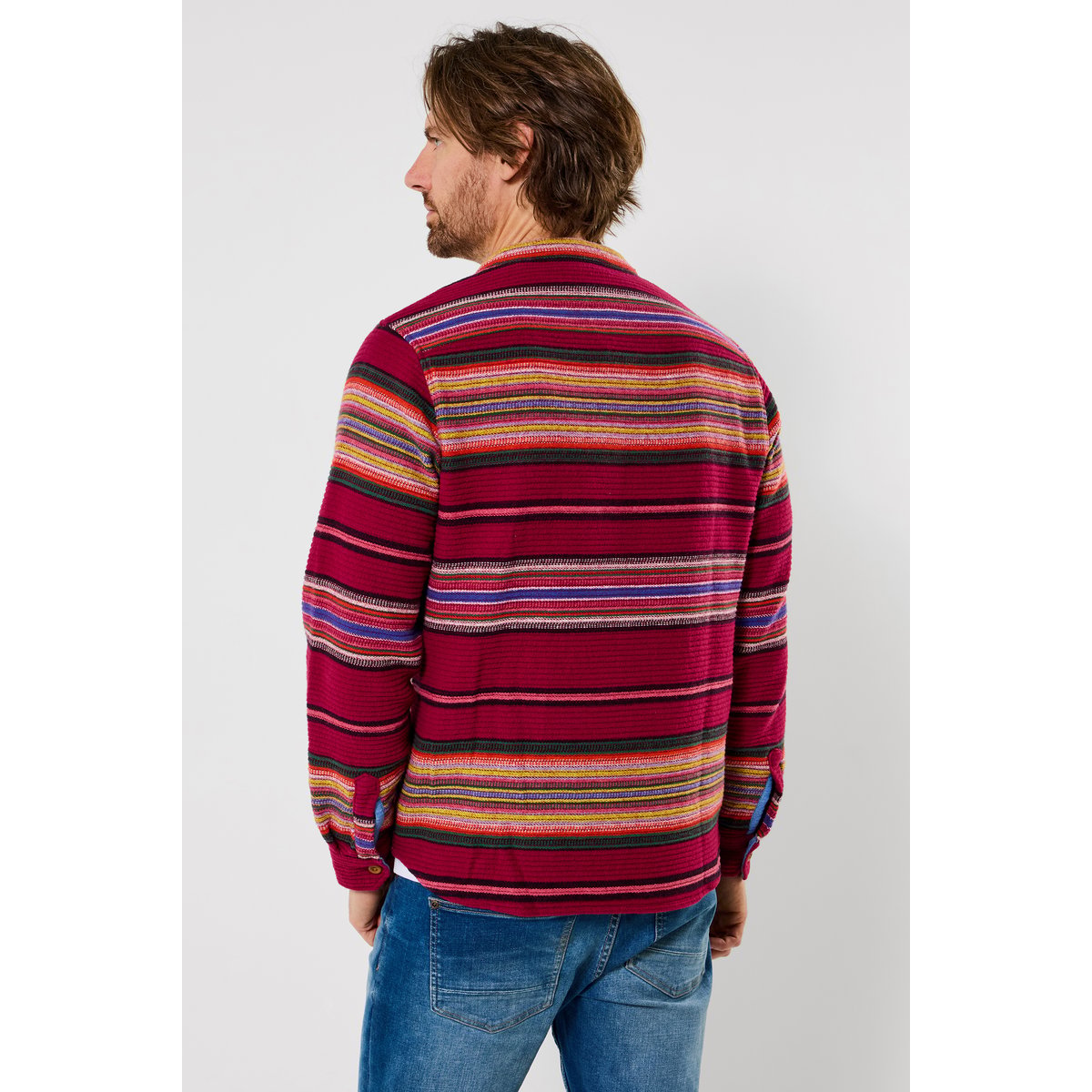 Chemise à enfiler à rayures jacquard rouge, JOE BROWNS