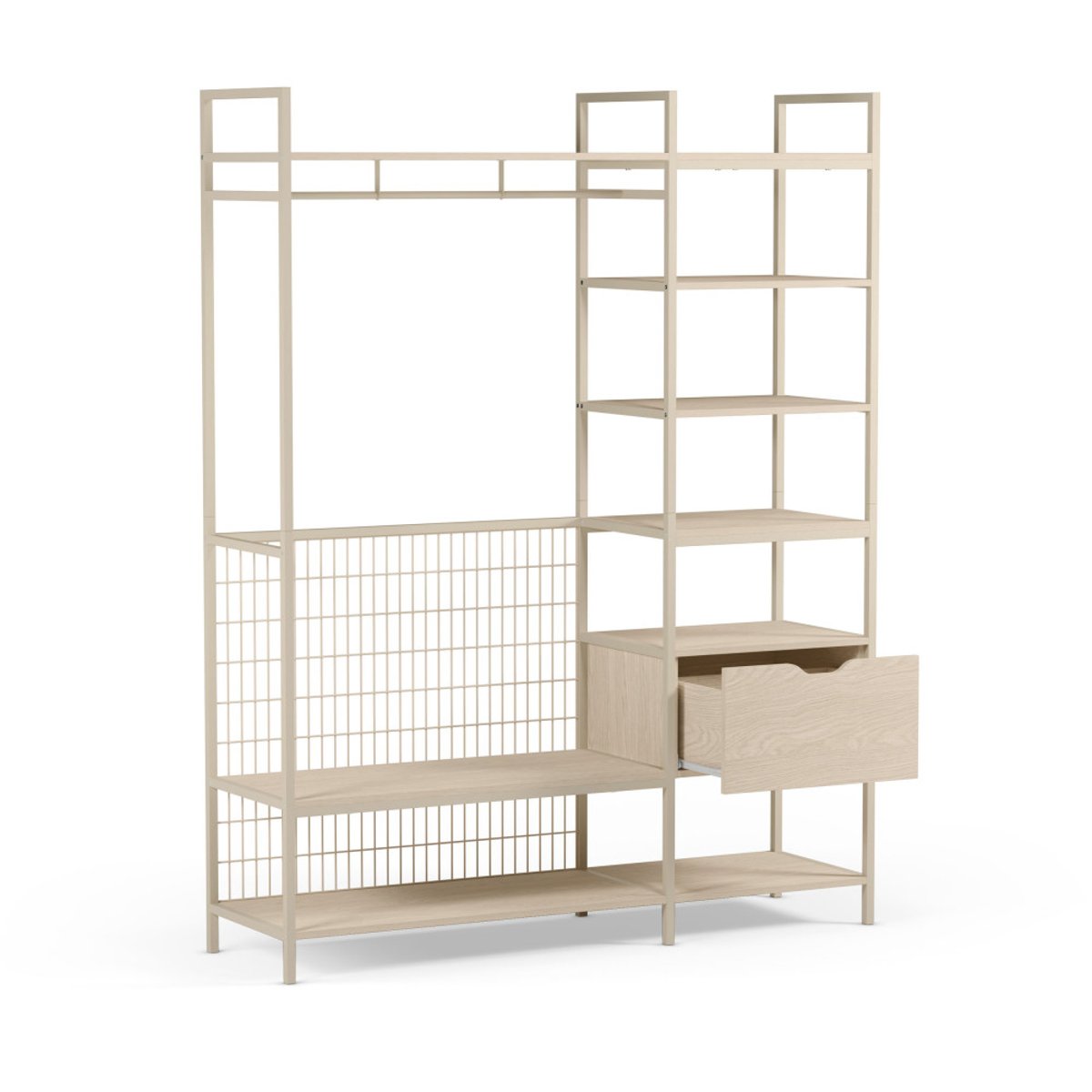 Dressing ouvert modulable 2 éléments en métal et bois L140xH179,5cm - AQABA beige, DRAWER
