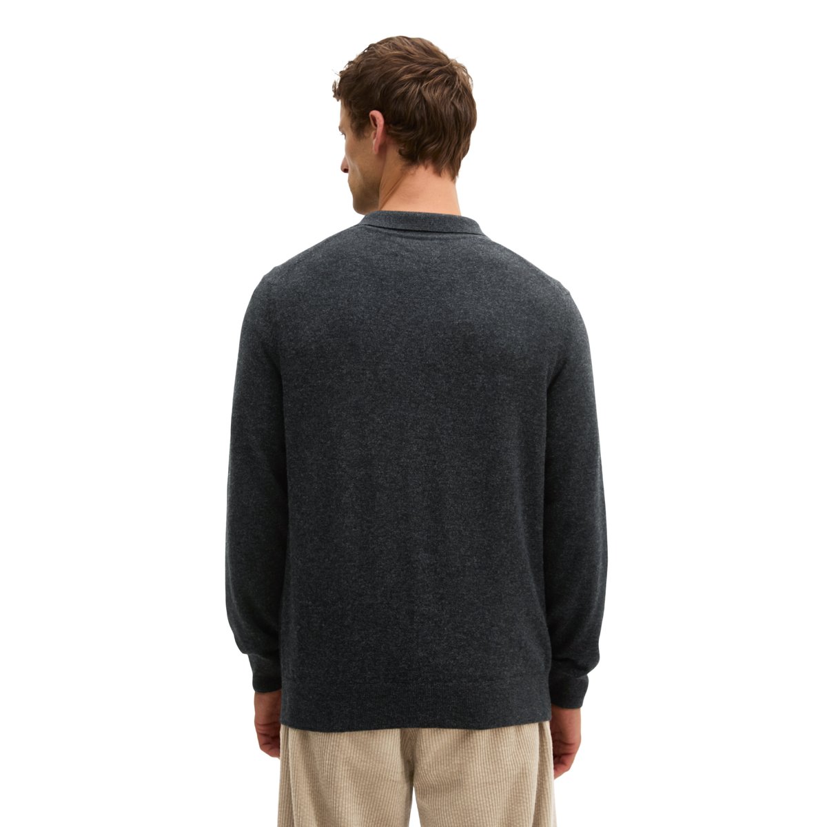Polo en maille, coupe classique en mélange doux de coton biologique et de laine vierge gris, MARC O'POLO