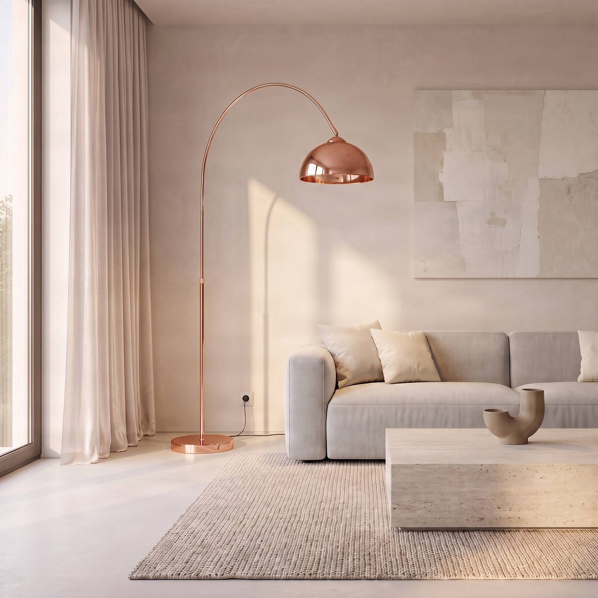 Lampadaire en métal moderne, Lennart cuivre, LINDBY