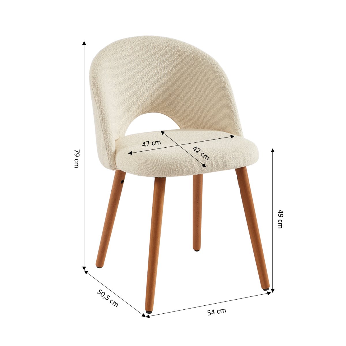 Lot de 2 chaises en tissu et bois SIMONE blanc cassé, SORELH