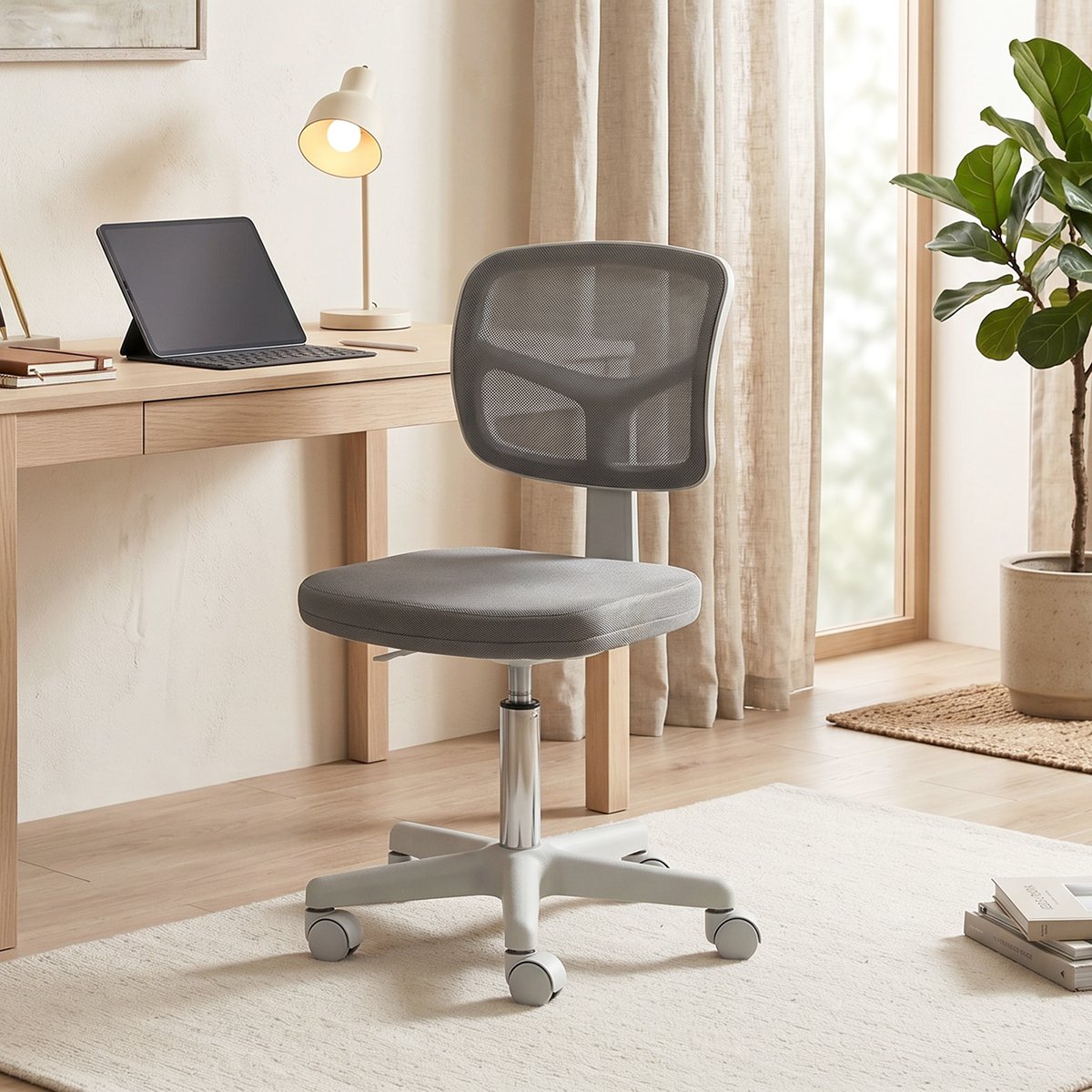 Chaise de bureau Tissu en maille Gris gris, HOMCOM