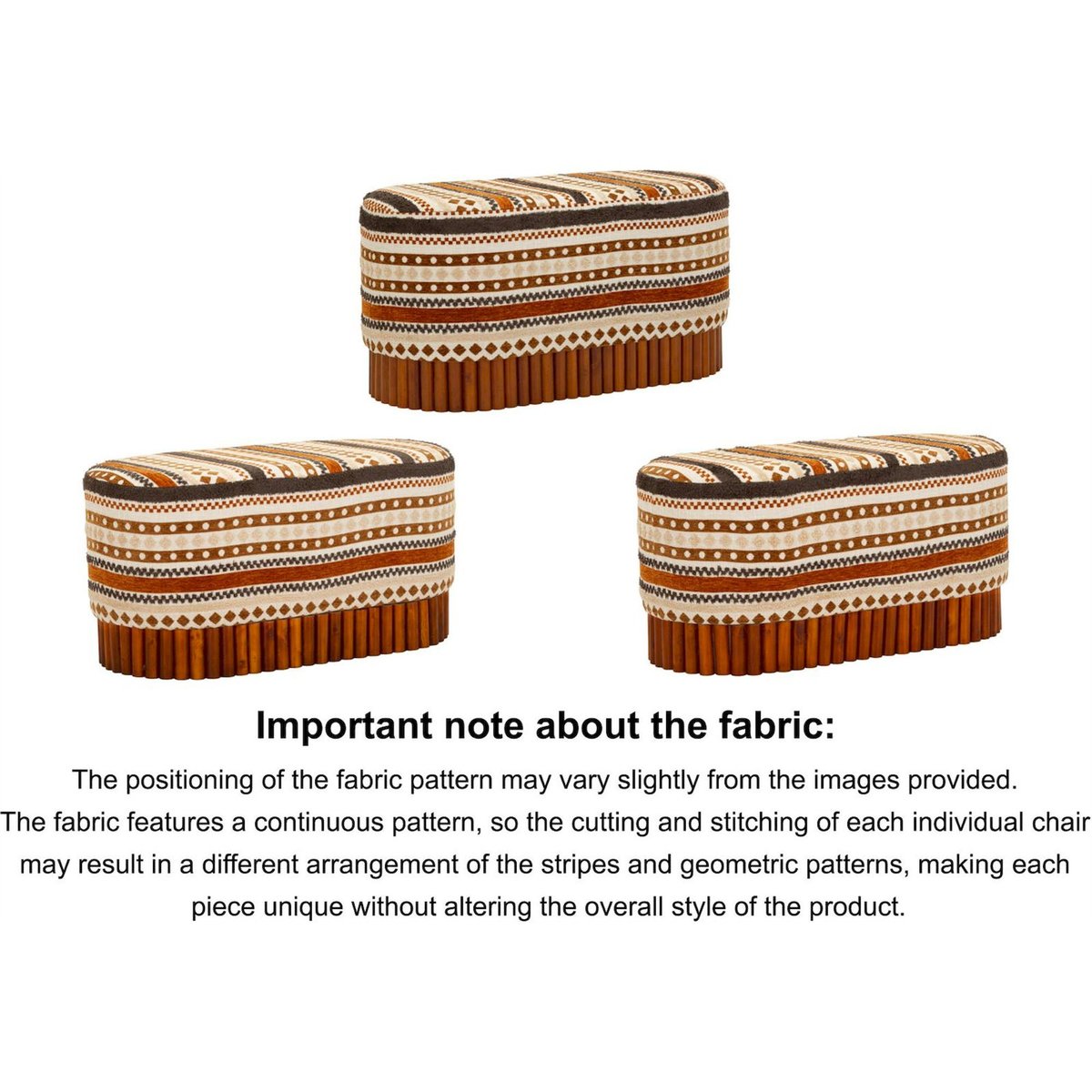 Banc ovale motif ethnique base en bois massif multicolore, RECOLLECTION