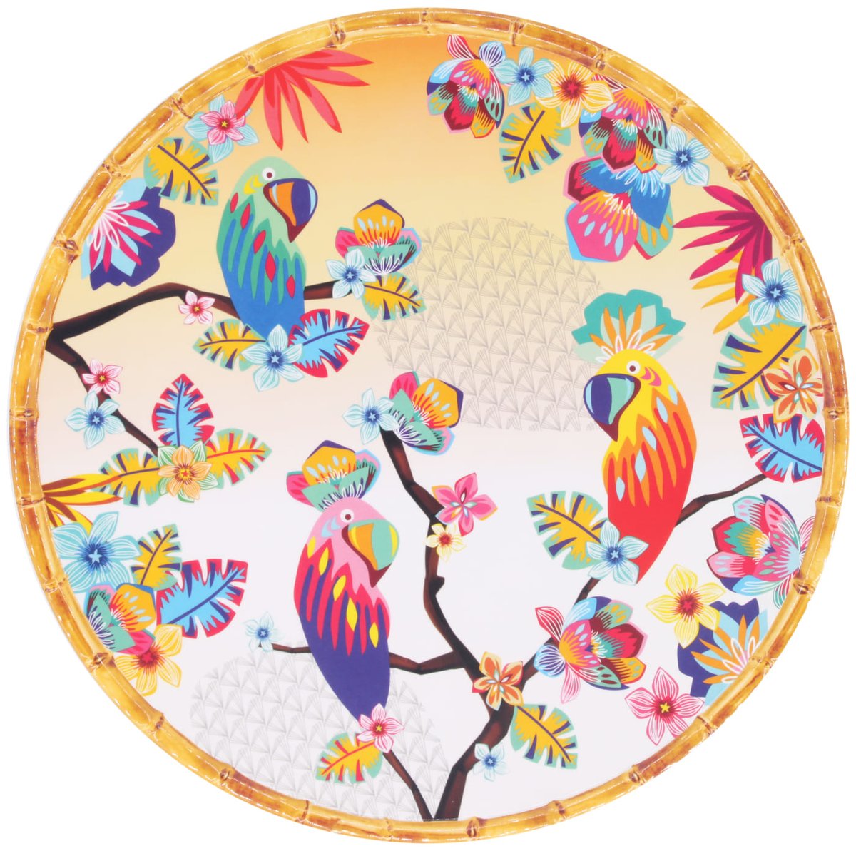 Plat de service rond Perroquets de Bahia 35,5 cm autres, LES JARDINS DE LA COMTESSE