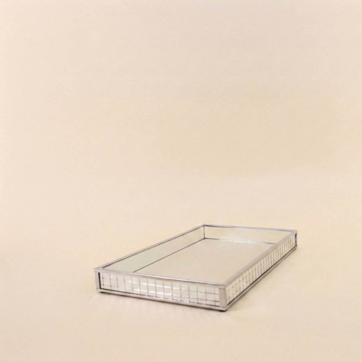 Plateau à facettes miroir 29x18cm gris, ORNAMI