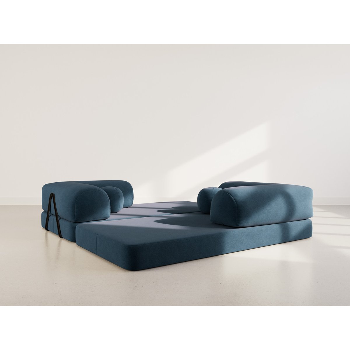 Canapé 3pl convertible en velours texturé, NEBULA bleu, BEST MOBILIER