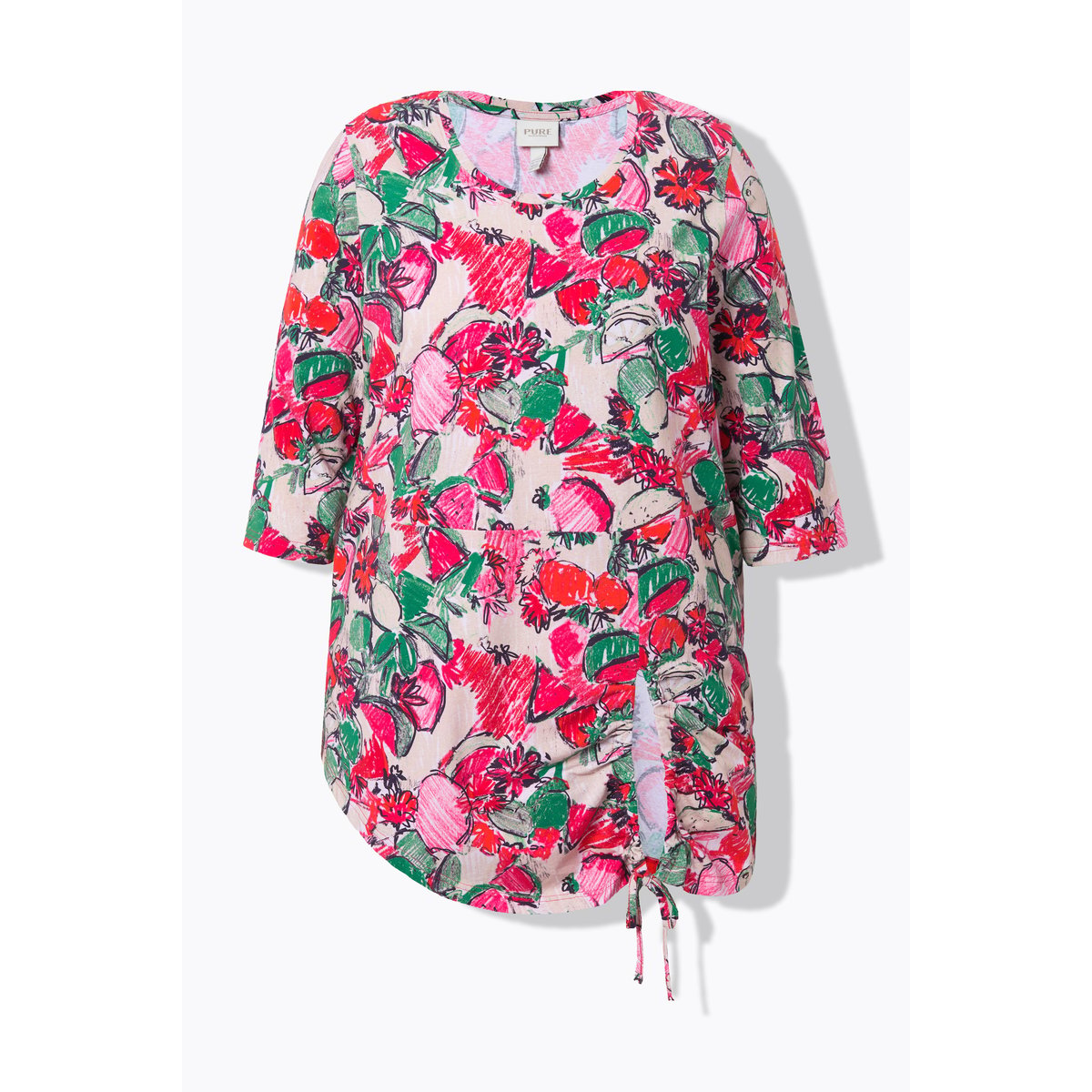 Long T-Shirt, Bande À L'Ourlet blanc perle, ULLA POPKEN