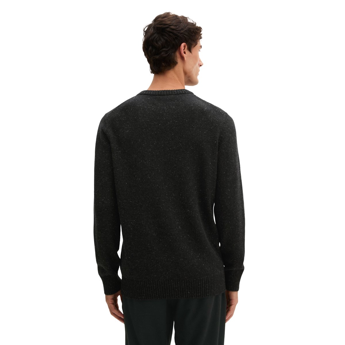 Pull-over regular en fil de tweed moucheté noir, MARC O'POLO