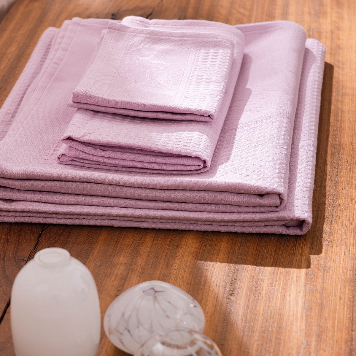 Serviette de bain 205 g/m², POIS DE SENTEUR rose, LE JACQUARD FRANCAIS