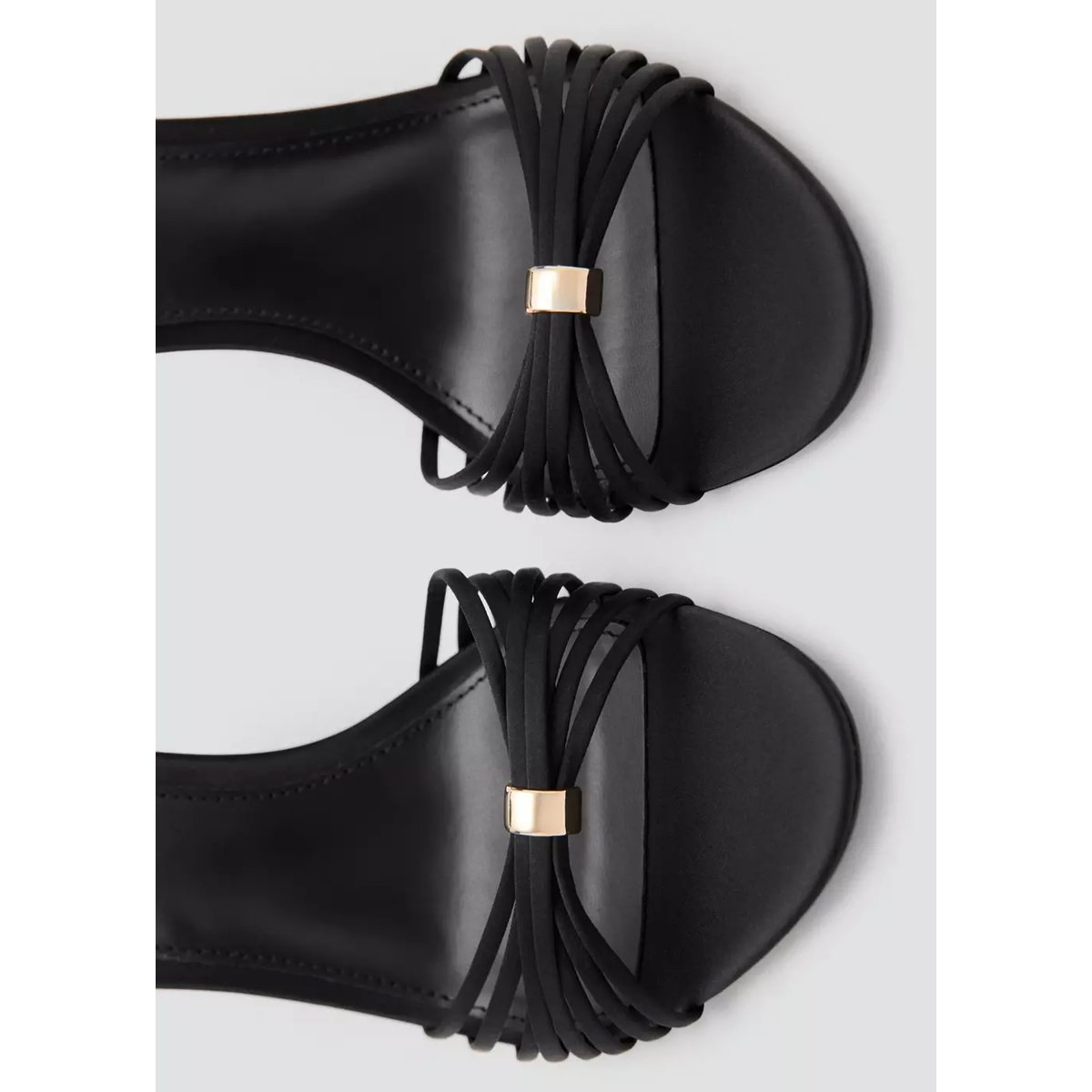 Sandales talon à brides noir, MANGO