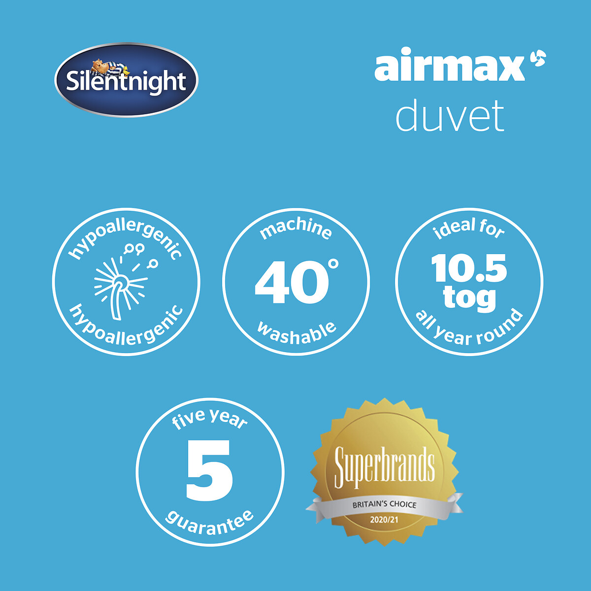 Airmax 10.5 Tog Duvet white, SILENTNIGHT