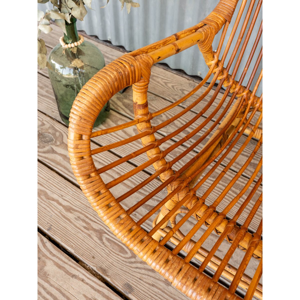 Fauteuil en rotin Ernest N°1093 - Bon état bois clair, DEBONGOUT