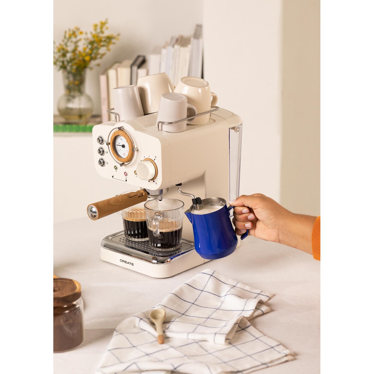 Cafetière expresso THERA RETRO blanc cassé, CREATE