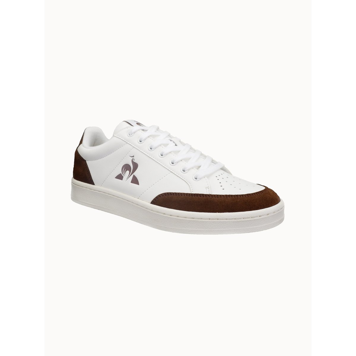 Sneakers en cuir et suede Courtnet optical white/brownie, LE COQ SPORTIF
