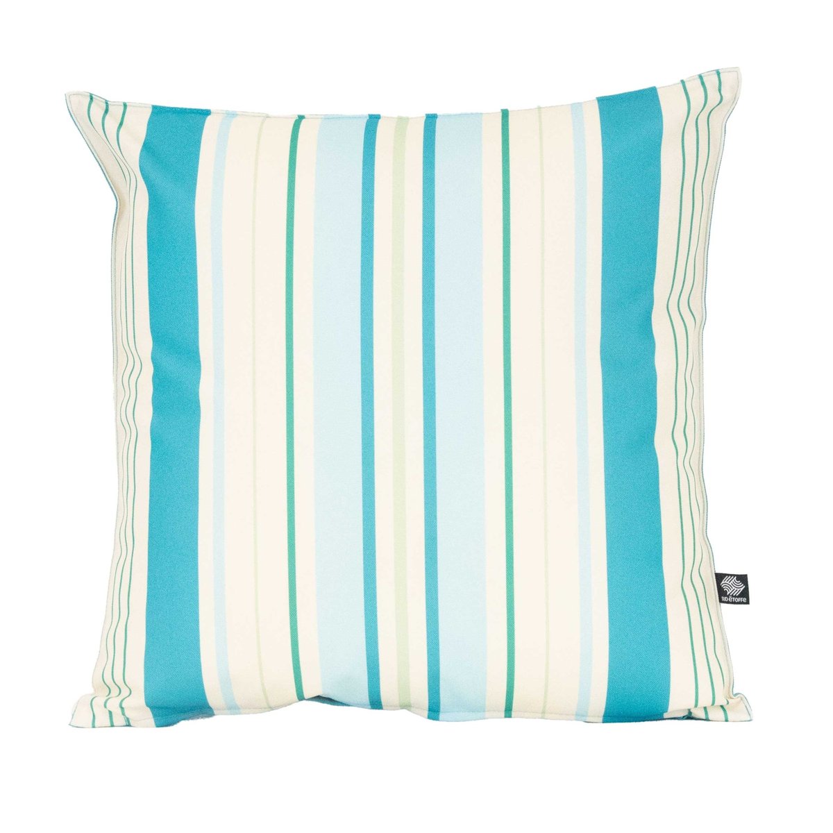 Coussin extérieur rayé turquoise, SUD ETOFFE