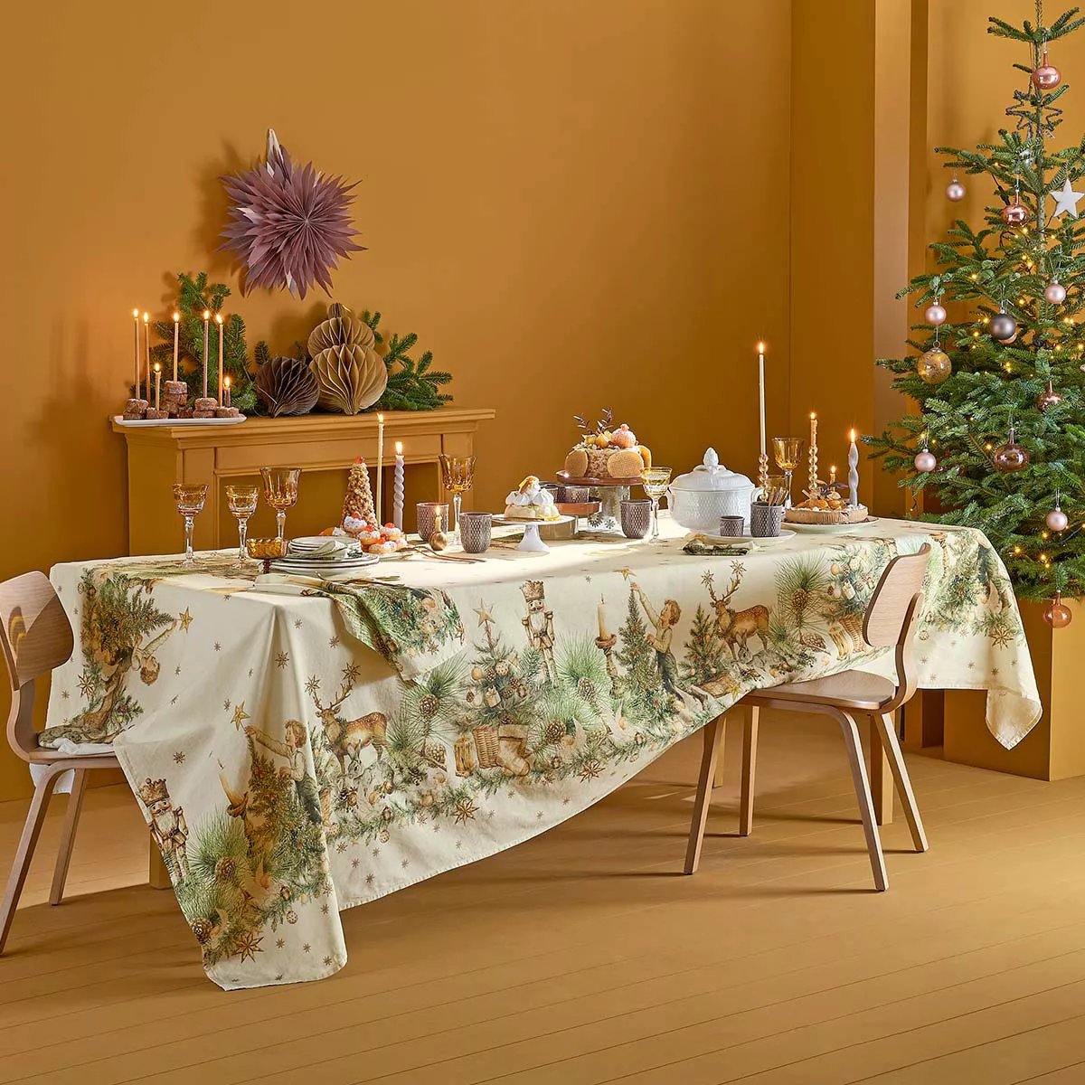 Serviette lin & coton lavé NOEL VINTAGE dore, GARNIER THIEBAUT