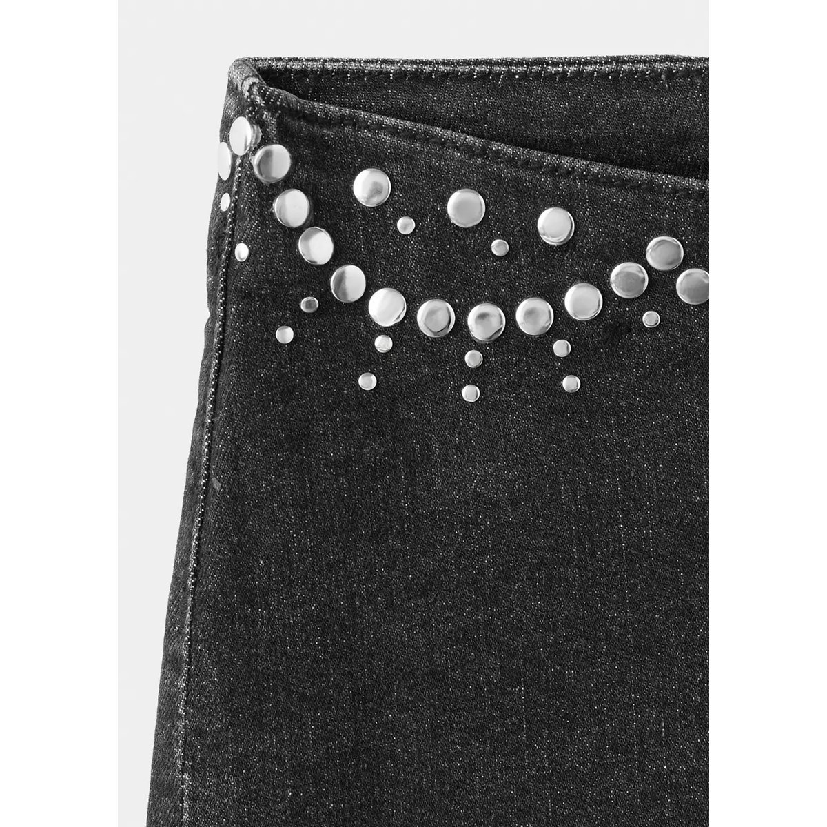 Mini short clouté black denim, MANGO TEEN