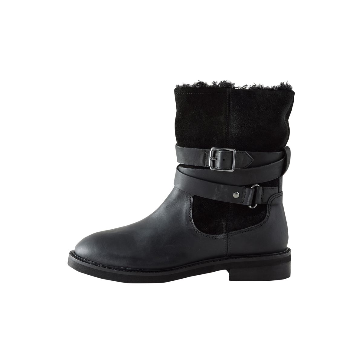 Bottines avec peau lainée forever comfort® cuir huilé noir, NEXT