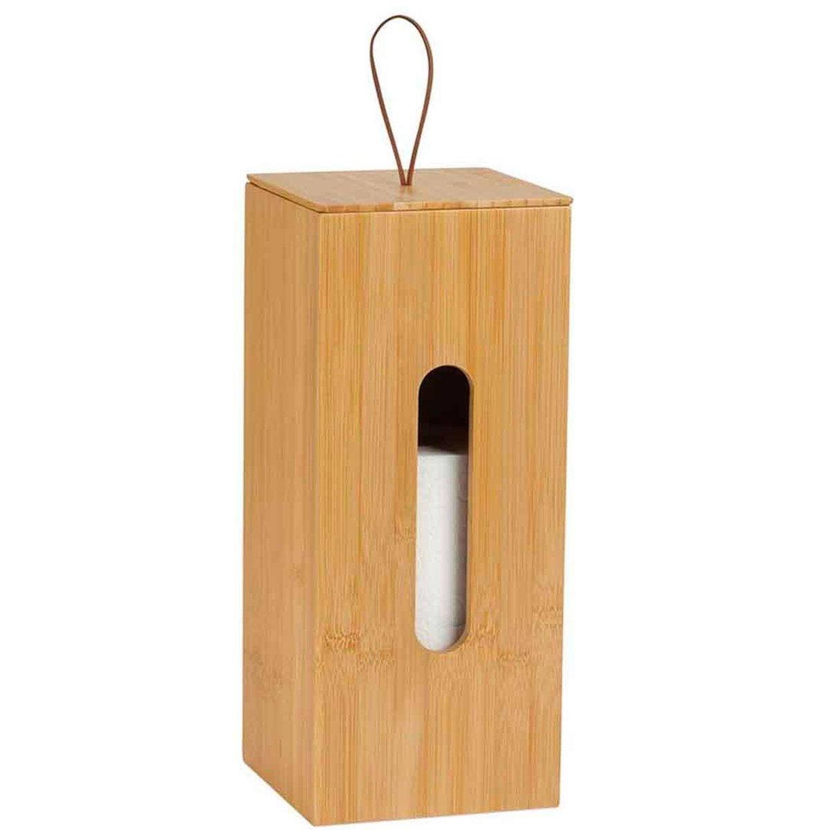 Rangement stock rouleaux papier toilette en bambou 14x14x33cm bois, WADIGA