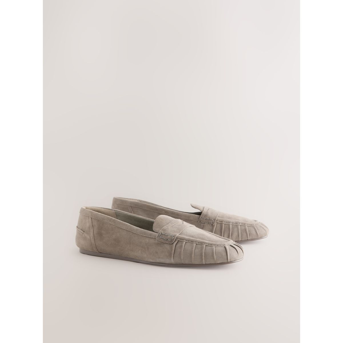 Mocassins froncés en cuir forever comfort vert kaki, NEXT