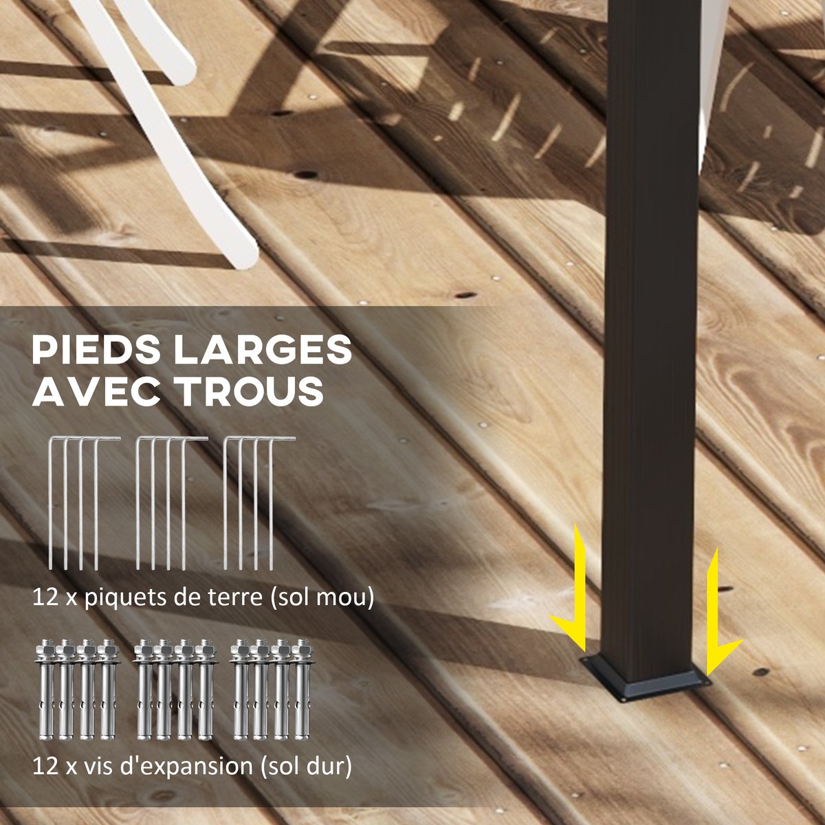 Pergola Aluminium Gris foncé gris, OUTSUNNY