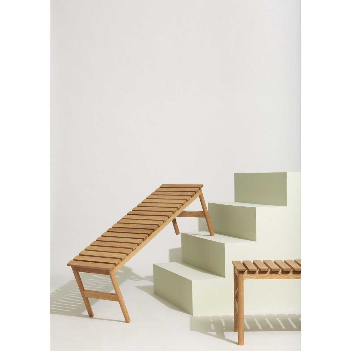 Banc en placage de chêne et bois de chêne ROW naturel, HUBSCH